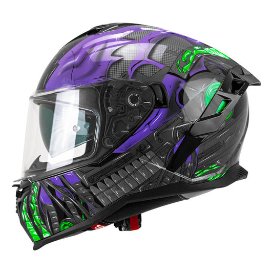 CASCO INTEGRALE CGM 363R SHOT VILLAIN NERO VIOLA VERDE FLU