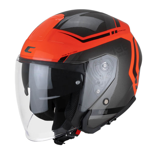 CASCO CGM 136M RNA FIBRA RIDE NERO ROSSO FLUO