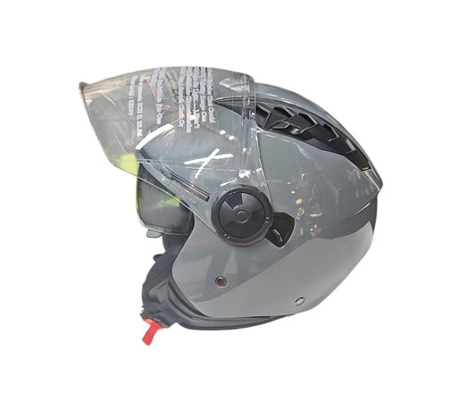 CASCO JET DIEFFE DF62 DOPPIA VISIERA GRIGIO LUCIDO