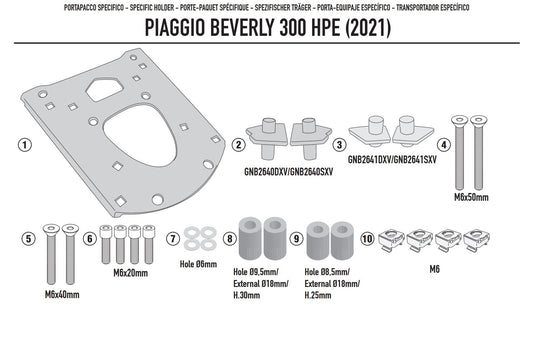ATTACCO GIVI POST MONOLOCK PIAGGIO BEVERLY 300 HPE