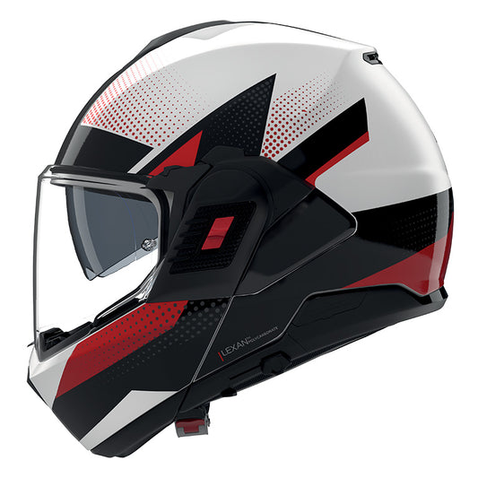 CASCO REVERS NOLAN N120-1 CICLONE 363 BIANCO NERO ROSSO FLIP UP