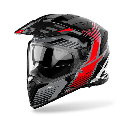 CASCO AIROH ENDURO BANDIT BAS55 NERO ROSSO LUCIDO