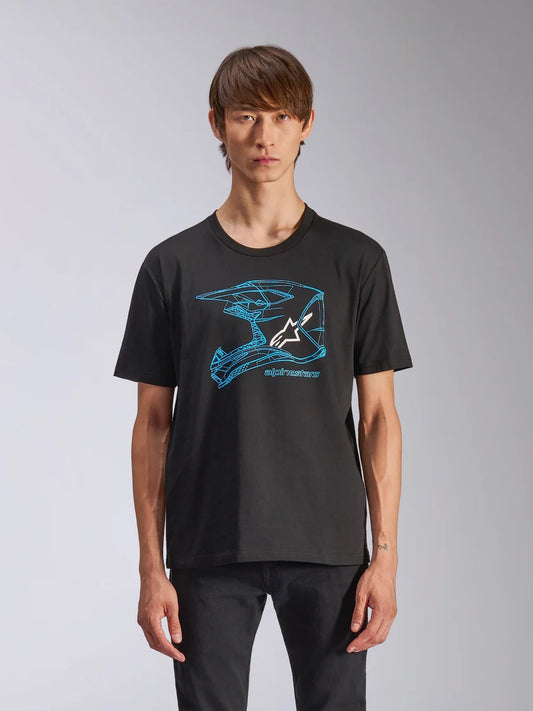 MAGLIA T-SHIRT ALPINESTARS MX HELMET CSF TEE NERA LOGO BLU