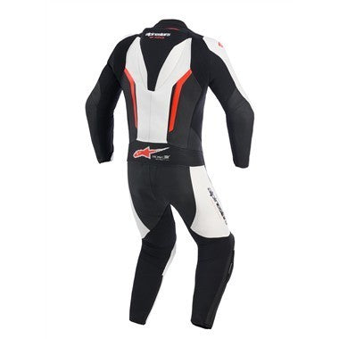 TUTA INTERA ALPINESTARS GP FORCE V2 LEATHER SUIT 1 PC WHITE BLACK RED FLUO