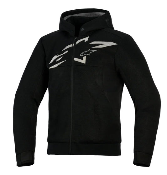 GIUBBINO FELPA ALPINESTARS CHROME SUPERAIRFLOW HOODIE NERO GRIGIO BIANCO
