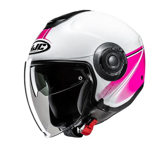 CASCO JET HJC I40N LINIA MC8 BIANCO FUCSIA LUCIDO
