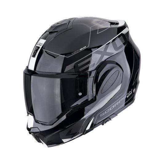 CASCO MODULARE SCORPION EXO-TECH EVO NERO BIANCO LUCIDO - Della Categoria Caschi Modulare Produttore SCORPION EXO - A soli €314.40! Acquista ora su Due Ruote Accessori