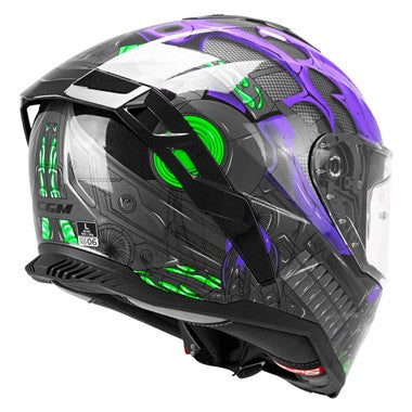 CASCO INTEGRALE CGM 363R SHOT VILLAIN NERO VIOLA VERDE FLU