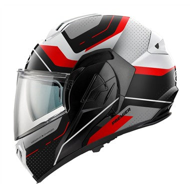 CASCO MODULARE PREMIER 26 X-CHARGER JU 8 BM M NERO BIANCO ROSSO OPACO FLIP UP