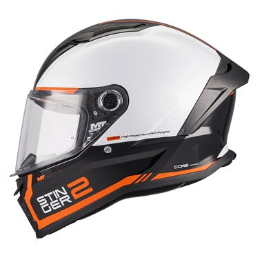 CASCHI INTEGRALE MT FF126 STINGER 2 CORE BIANCO NERO ARANCIO LUCIDO