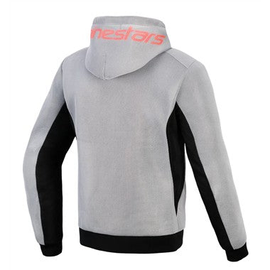 GIUBBINO FELPA ALPINESTARS CHROME SUPERAIRFLOW HOODIE NERO GRIGIO ROSSO FLU