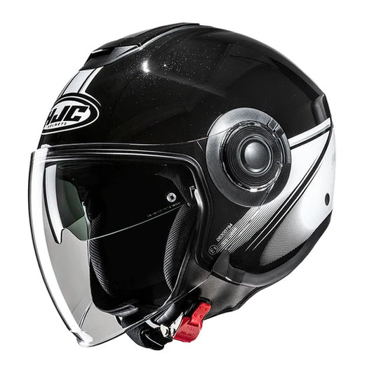 CASCO JET HJC I40N VISION MC5 NERO LUCIDO BIANCO
