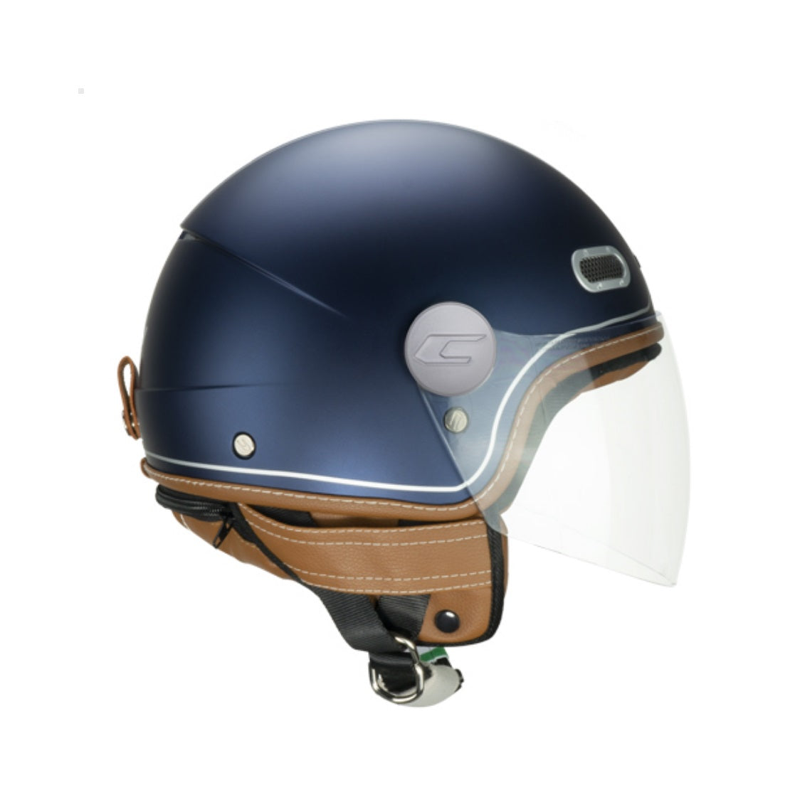 CASCO JET CGM 191V PIX VINTAGE BLU ARGENTO VISIERA LUNGA