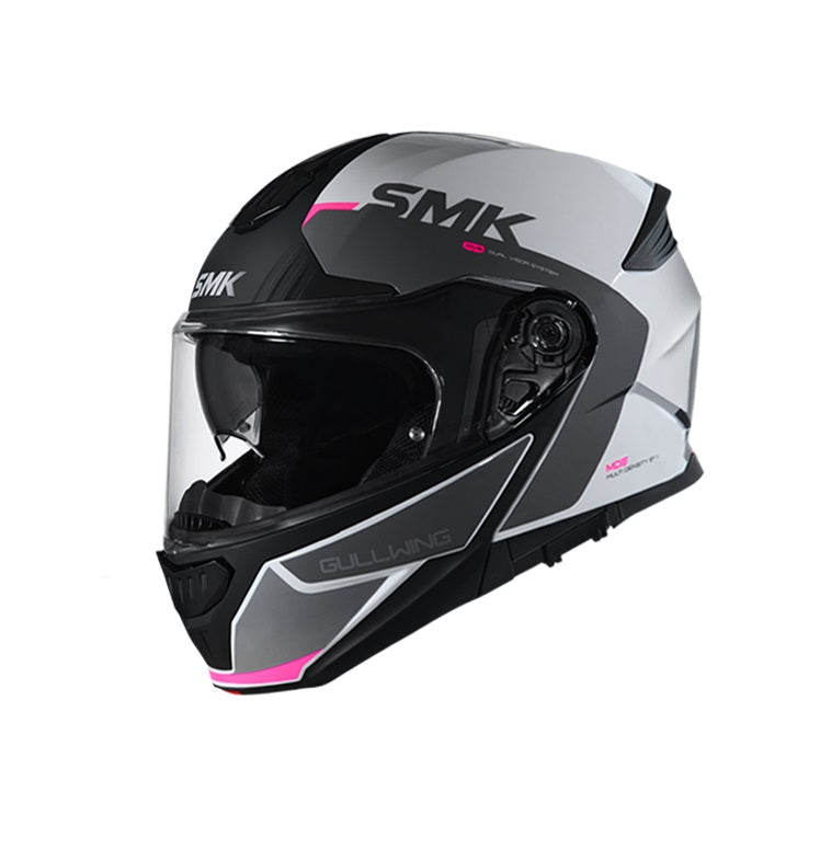 CASCO SMK MODULARE GULLWING BIANCO FUXIA  Acquistalo al miglior prezzo! –  Due Ruote Accessori