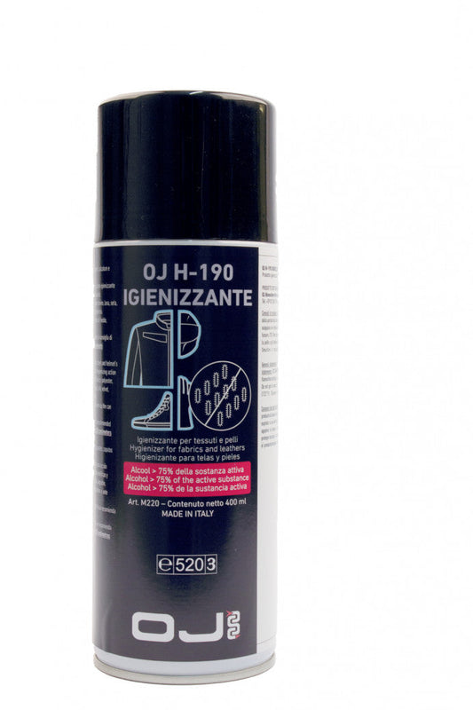 SPRAI OJ IGIENIZZANTE CASCHI GIUBBINI STIVALI H-190 400 ML - Della Categoria Pulizia & Manutenzione Produttore OJ ATMOSFERE METROPOLITANE - A soli €9.50! Acquista ora su dueruoteaccessori.it