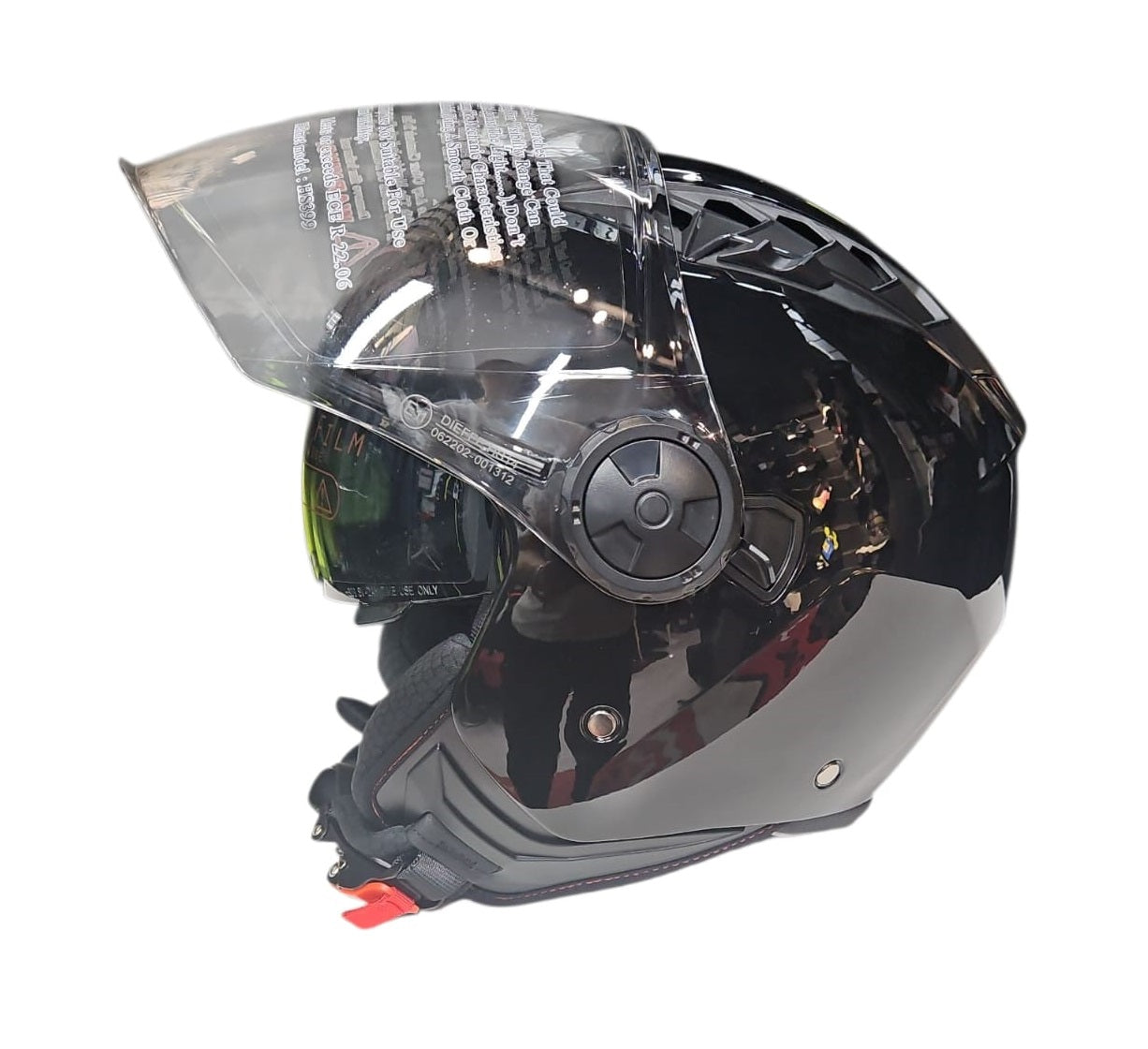 CASCO JET DIEFFE DF62 DOPPIA VISIERA NERO LUCIDO