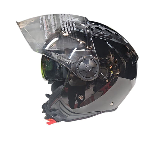 CASCO JET DIEFFE DF62 DOPPIA VISIERA NERO LUCIDO