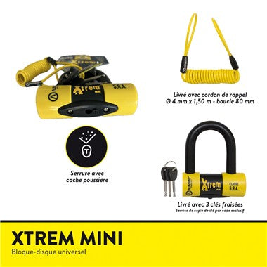 BLOCCADISCO XTREM MINI CLASSE SRA + CORDON DE RAPPEL