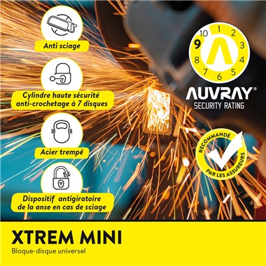 BLOCCADISCO XTREM MINI CLASSE SRA + CORDON DE RAPPEL