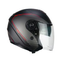 CASCO JET CGM IN FIBRA 160A JAD RIDE NERO ROSSO OPACO OM. 06