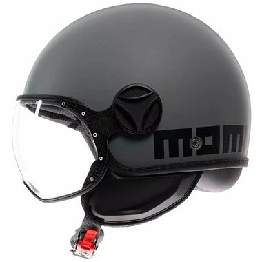 CASCO JET FGTR CLASSIC MOMODESIGN E2206 GRIGIO OPACO SCRITTA NERA