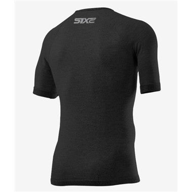 MAGLIA A MANICHE CORTE IN LANA MERINOS WOOL NERA
