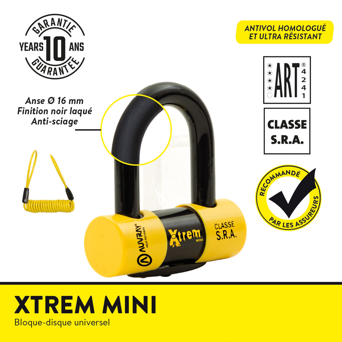 BLOCCADISCO XTREM MINI CLASSE SRA + CORDON DE RAPPEL