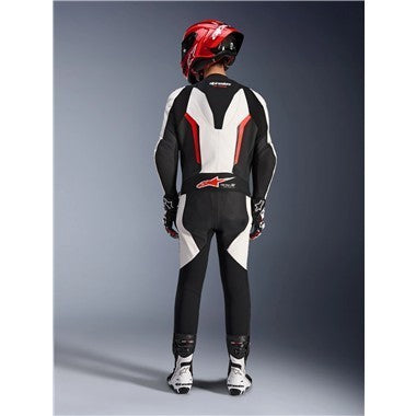 TUTA INTERA ALPINESTARS GP FORCE V2 LEATHER SUIT 1 PC WHITE BLACK RED FLUO