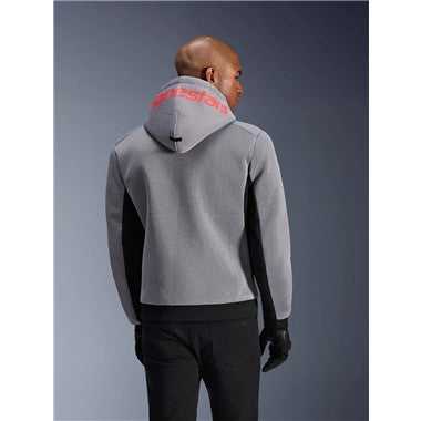 GIUBBINO FELPA ALPINESTARS CHROME SUPERAIRFLOW  HOODIE NERO GRIGIO ROSSO FLU