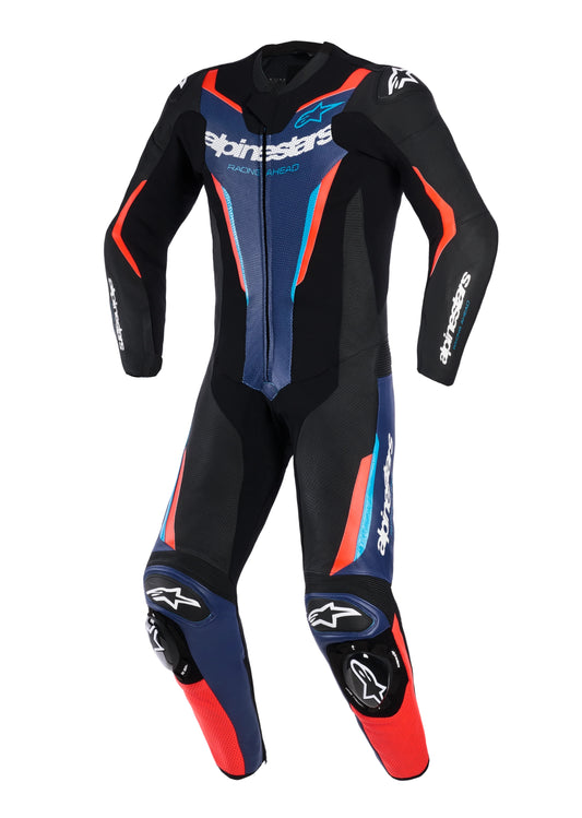 TUTA INTERA ALPINESTARS GP FORCE V2 LEATHER SUIT 1 PC BLACK BLUE RED FLUO