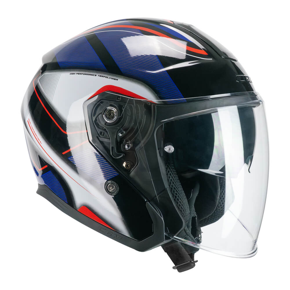 CASCO JET CGM 136G RNA SPORT NERO ROSSO BLU TAGLIA S