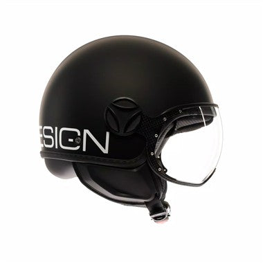 CASCO JET FGTR CLASSIC MOMODESIGN E2206 NERO OPACO SCRITTA BIANCA