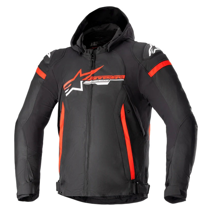 GIUBBINO ALPINESTARS ZACA WATERPROOF NERO ROSSO CON CAPPUCCIO