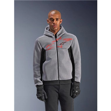 GIUBBINO FELPA ALPINESTARS CHROME SUPERAIRFLOW  HOODIE NERO GRIGIO ROSSO FLU