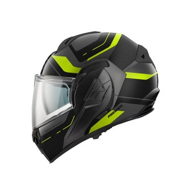 CASCO MODULARE PREMIER 26 X-CHARGER JU 17 BM M NERO GRIGIO GIALLO OPACO FLIP UP