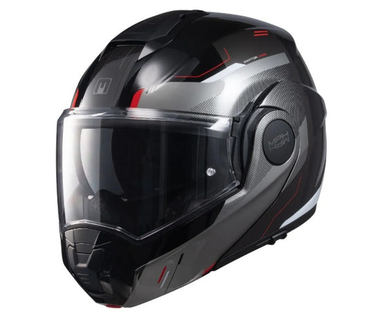 CASCO CONVERTIBILE MPH ARTRA NERO GRIGIO ROSSO OPACO ECE 22.06