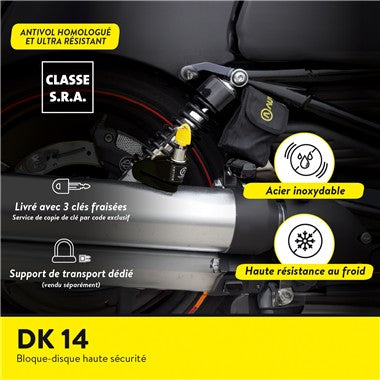 BLOCCADISCO DK-14 ACCIAIO CLASSE SRA