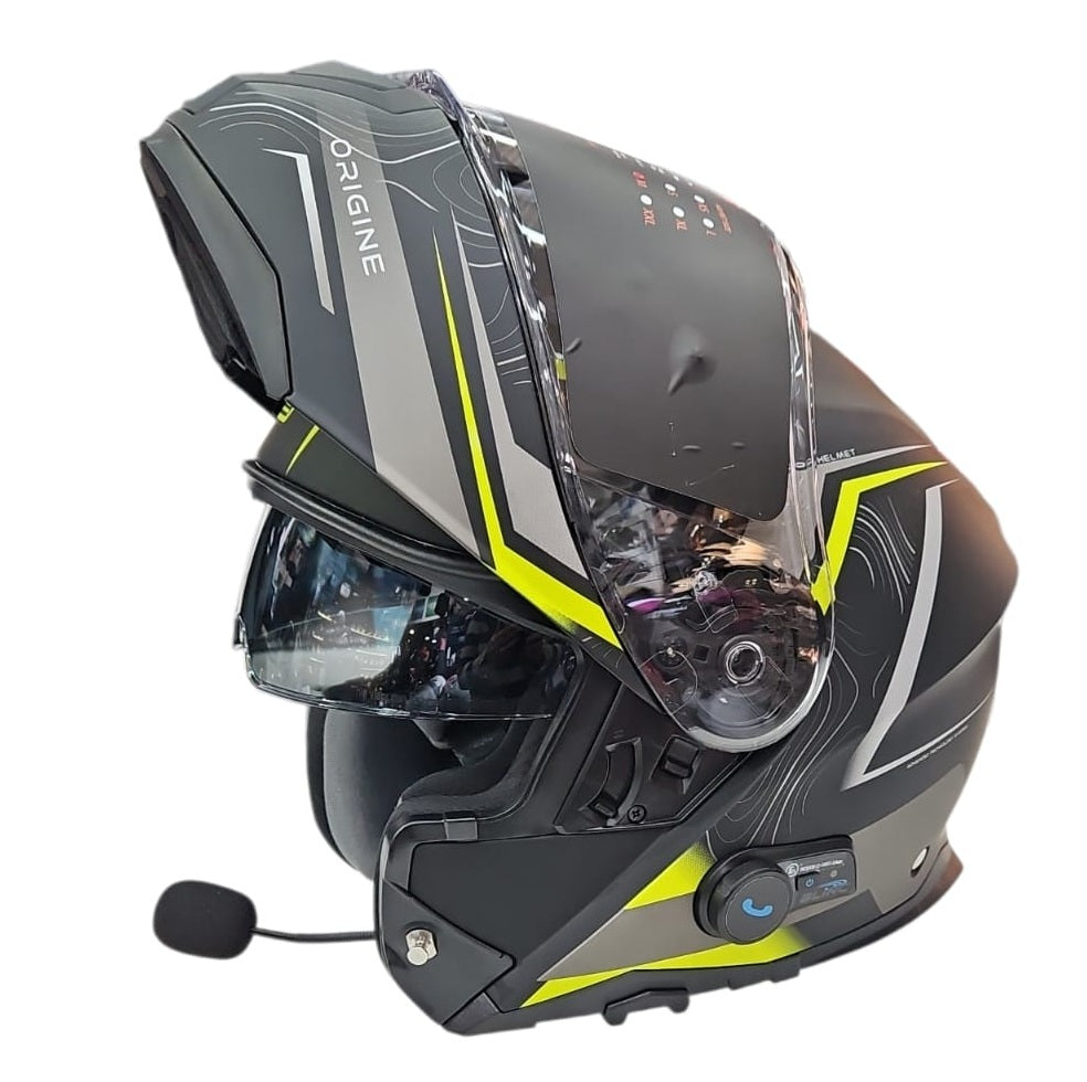 CASCO MODULARE ORIGINE LOGIC CON BLUETOOTH NERO GIALLO OPACO