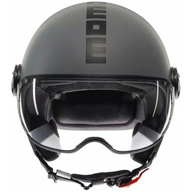 CASCO JET FGTR CLASSIC MOMODESIGN E2206 GRIGIO OPACO SCRITTA NERA