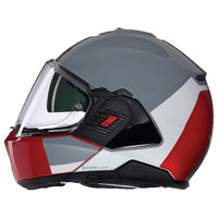 CASCO REVERS NOLAN N120-1 GRAFO 349 GRIGIO BIANCO ROSSO FLIP UP