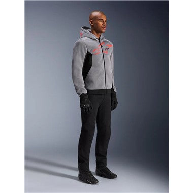 GIUBBINO FELPA ALPINESTARS CHROME SUPERAIRFLOW  HOODIE NERO GRIGIO ROSSO FLU
