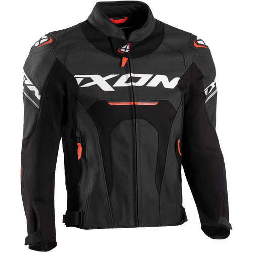 GIUBBOTTO PELLE UOMO IXON JACKAL JKT NERO-BIANCO-ROSSO