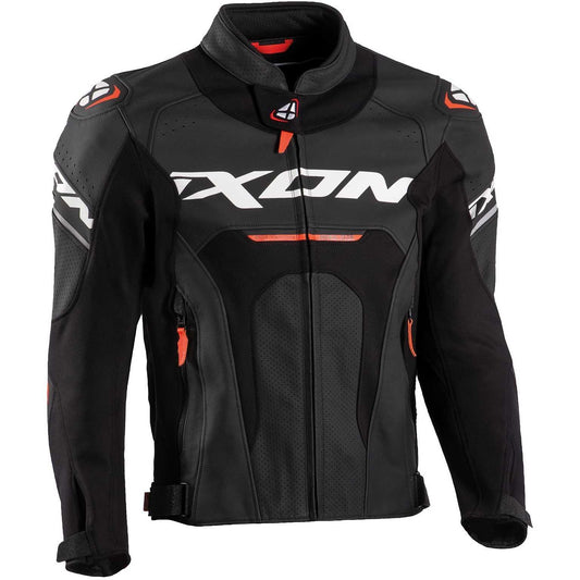 GIUBBOTTO PELLE UOMO IXON JACKAL JKT NERO-BIANCO-ROSSO