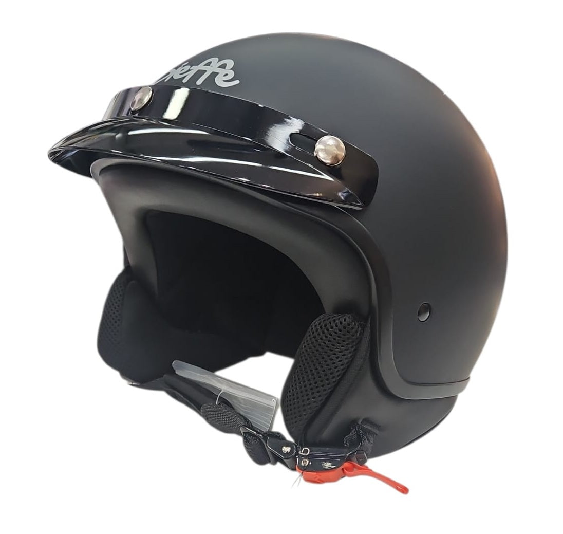 CASCO JET DIEFFE 3 BOTTONI NERO OPACO