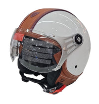 CASCO JET DIEFFE DF3400 CHIC BIANCO CON PELLE