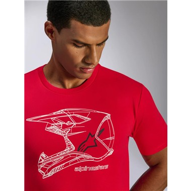 MAGLIA T-SHIRT ALPINESTARS MX HELMET CSF TEE ROSSA LOGO BIANCO