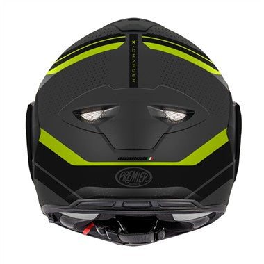 CASCO MODULARE PREMIER 26 X-CHARGER JU 17 BM M NERO GRIGIO GIALLO OPACO FLIP UP