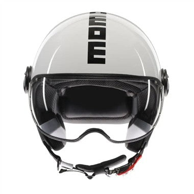 CASCO JET FGTR CLASSIC MOMODESIGN E2206  BIANCO SCRITTA NERA