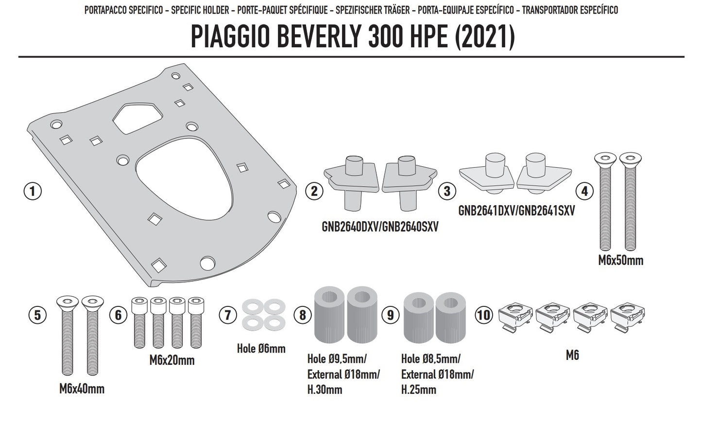 ATTACCO GIVI POST MONOLOCK  PIAGGIO BEVERLY 300 HPE