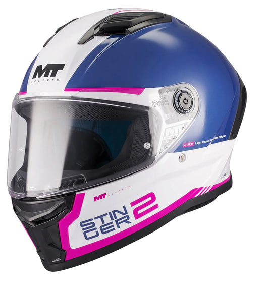 CASCHI INTEGRALE MT FF126 STINGER 2 CORE BIANCO FUXIA BLU LUCIDO